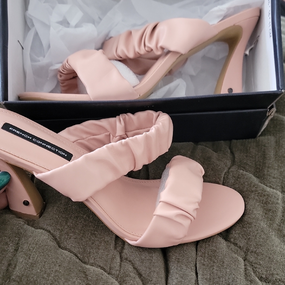French Connection Soft Pink Ruched Heels